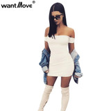 Wantmove 2018 summer wear women sexy off the shoulder mini dress bodycon club dresses for women fashion vestidos JZ014