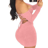 Wantmove 2018 summer dress sexy back lace up off the shoulder mini dress women bodycon club dresses fashion vestidos XD951