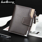 wallet men leather multifunction men wallets zipper coin pocket trifold purse card holder hasp wallet zipper purse small