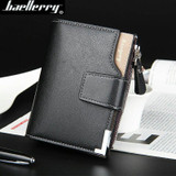 wallet men leather multifunction men wallets zipper coin pocket trifold purse card holder hasp wallet zipper purse small