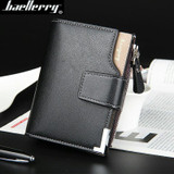 wallet men leather multifunction men wallets zipper coin pocket trifold purse card holder hasp wallet zipper purse small
