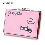 Wallet Female Cat Anime Women Purses Leather Cute Trifold Slim Wallets Short Card Holder Coin Purses Small Korean Women Wallets