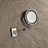 Wall-mounted 8 inches LED Magnifying Cosmetic Mirror Telescopic Brass 2-Face Magnifying Bathroom Mirror