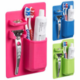 Wall Mounted Type Bathroom Toothbrush Toothpaste Storage Holder Silicone Razor Storage Holder Bathroom Organizer Tools 1 Pcs
