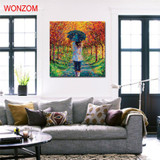 Wall Picture Gril Walking In The forest trail Canvas Painting For Living Room cuadros decoracion Wall Print Frameless wall art