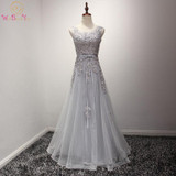 Walk Beside You Pink Prom Dresses Long Gray vestido de fiesta largos de gala vestido formatura longo Lace Long Evening Dresses