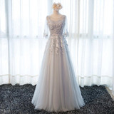 Walk Beside You Pink Prom Dresses Long Gray vestido de fiesta largos de gala vestido formatura longo Lace Long Evening Dresses