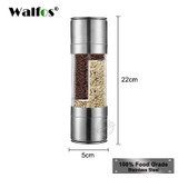 WALFOS Pepper Grinder 2 in 1 Stainless Steel Manual Salt Pepper Mill Seasoning Kitchen Tools Grinding for Cooking Restaurants