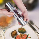 WALFOS Pepper Grinder 2 in 1 Stainless Steel Manual Salt Pepper Mill Seasoning Kitchen Tools Grinding for Cooking Restaurants