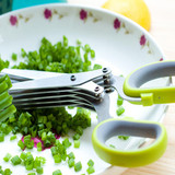 WALFOS Multi-functional Stainless Steel Kitchen Knives 5 Blades Scissors Sushi Shredded Scallion Cuttter Herb Spices Scissors