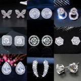 2020 Fashion Luxury 925 Sterling Silver Zircon Stud Earing Earrings for women christmas gift jewelry Best Black Friday Deal Z5