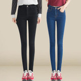 2017 dower me New Women ladeis High Waist singn button Jeans Casual Denim Skinny Pencil Pants casual tight slim female trousers