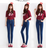 2017 dower me New Women ladeis High Waist singn button Jeans Casual Denim Skinny Pencil Pants casual tight slim female trousers