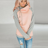 2017 Double hood hoodies sweatshirt Women Autumn Long Sleeve side zipper Hooded Casual Patchwork Hoodies Pullover femme