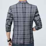 2017 Designer Suits For Male Plaid Blazer Cotton Mixed Casual Coat Slim Fit Male Clothing New Men's Blazers Suit Jackets