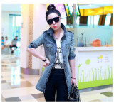 2017 Denim Trench Coat For Women Casual Female Jean Windbreaker Spring Autumn Long Coats Girls Outwear Top Outerwear YL372