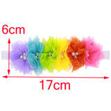 Lovely Kids Girl Flowers Headband Lace Pearl Hairband Elastic Turban Rainbow Hair Accessories Headdress Headwear Tiara
