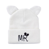Lovely Hat For Child Knitted Winter Hat Double Ears Skullies Beanies Boys Girls Solid Color Beanies Caps For Kids Winter Hats