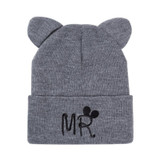 Lovely Hat For Child Knitted Winter Hat Double Ears Skullies Beanies Boys Girls Solid Color Beanies Caps For Kids Winter Hats