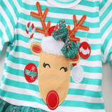 Lovely Enfant Kid Baby Girls Deer Striped Tulle Party Dress Xmas Clothes Children Toddler Kids Girl Stripe Dresses Clothing