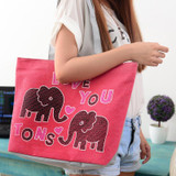 Love Eephant Canvas Handbag Preppy School Bag for Girls Women's Handbags Cute Bags 2017