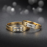 Love Diamond Ring 18K Yellow Gold Diamond Wedding Rings Couple Set Genuine Gold Engagement Ring Wedding Band