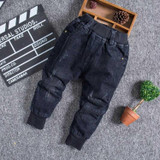 Children Baby Boys Jeans 2018 New Winter Solid Mid Elastic Waist Velvet Pants Clothes Kids Cotton Girls Trousers Clothing 4j019