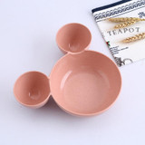 Children Baby Bowl Mickey Cute Dinner Tray Baby Dishes Fruit Plate Ear 3D Cartoon Style Feeding Bowl Tableware Healthy BPA Free