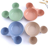 Children Baby Bowl Mickey Cute Dinner Tray Baby Dishes Fruit Plate Ear 3D Cartoon Style Feeding Bowl Tableware Healthy BPA Free