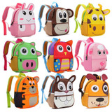 Children 3D Cute Animal Design Backpack Toddler Kid Neoprene School Bags Kindergarten Girls Boys Cartoon Zoo Pack Dog Monkey Owl