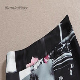 BunniesFairy 2016 New Vintage Style England Rose Flower Floral Print Black Midi Pencil Skirt High Waisted  Bodycon Tube Saias