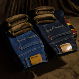 BULUOLANDI Brand Mens Winter Stretch Thicken Jeans Warm Fleece High Quality Denim Biker Jean Pants Trousers Free shipping