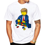 Build A Wall Printed Men T Shirt 2016 Fashion Hipster Building Block Tee Shirts Short Sleeve Casual Tops Funny T-Shirt