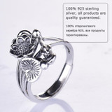 BUDONG 2017 Vintage Lotus Leaf Resizable Adjustable Silver Ring Fine Jewelry Retro Thailand 925 Sterling Silver Rings for Women