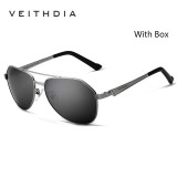 Veithdia Men Sunglasses Polarized Stainless Steel Mirror lunette de soleil femme Driving Sun Glasses For Women 3559