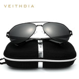 Veithdia Men Sunglasses Polarized Stainless Steel Mirror lunette de soleil femme Driving Sun Glasses For Women 3559