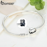 BAMOER TOP SALE Authentic 100% 925 Sterling Silver Snake Chain Bangle & Bracelet for Women Luxury Jewelry 17-20CM PAS902