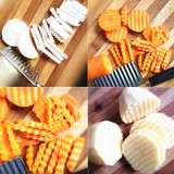 Vegetable Cutter Stainless Steel Potato Wavy Edged Cutter Knife Gadget Vegetable Fruit Potato Cutter Peeler Cooking Tools