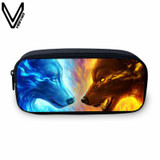 VEEVANV Animal Wolf Printing Case Holder Casual Pencil Purse Cute Animal Purses Kids Wallets School Case For Student Pencil Bags
