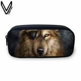 VEEVANV Animal Wolf Printing Case Holder Casual Pencil Purse Cute Animal Purses Kids Wallets School Case For Student Pencil Bags