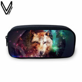 VEEVANV Animal Wolf Printing Case Holder Casual Pencil Purse Cute Animal Purses Kids Wallets School Case For Student Pencil Bags