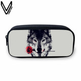 VEEVANV Animal Wolf Printing Case Holder Casual Pencil Purse Cute Animal Purses Kids Wallets School Case For Student Pencil Bags
