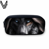 VEEVANV Animal Wolf Printing Case Holder Casual Pencil Purse Cute Animal Purses Kids Wallets School Case For Student Pencil Bags