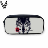 VEEVANV Animal Wolf Printing Case Holder Casual Pencil Purse Cute Animal Purses Kids Wallets School Case For Student Pencil Bags