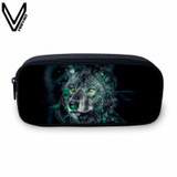VEEVANV Animal Wolf Printing Case Holder Casual Pencil Purse Cute Animal Purses Kids Wallets School Case For Student Pencil Bags