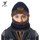 VBIGER 2pcs Kids Scarf Set Winter Warm Knitted Hat Cap Skullies Beanies Circle Scarf with Thicken Fleece Lining for Boys Girls