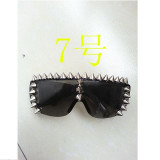 Vazrobe Spiked Glasses Rock Sunglasses Rivet Party/show/wedding/hip Hop Decorative Novelty Eyewear Gold/silver Spikes Steampunk