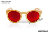 BerWer round design bamboo sunglasses with color lens and sunglasses case