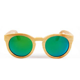 BerWer round design bamboo sunglasses with color lens and sunglasses case
