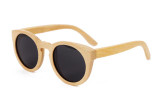 BerWer round design bamboo sunglasses with color lens and sunglasses case